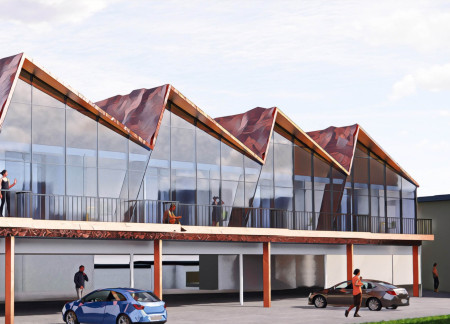 Solar-Powered Living Spaces Featuring Copper Roofs and Extensive Glass Facades