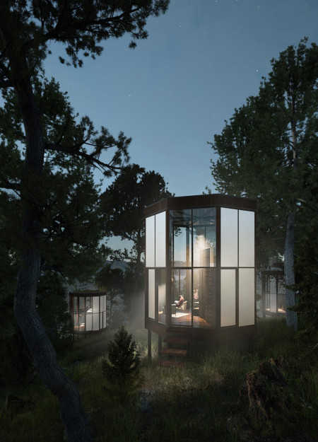 Elevated Pods and Smart Glass Facades in Eco-Friendly Modular Living  