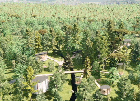Charred Wooden Shingles and Translucent Glass Create Inviting Spaces in a Nature-Integrated Retirement Community