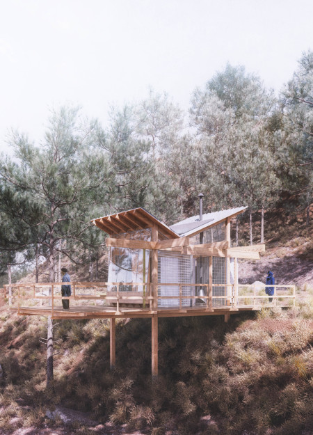 Elevated Pods With Copper Roofing Nestled Among Native Flora  