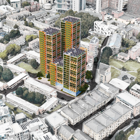 Charred Wooden Shingles and Green Roofs Define a Versatile Community Space