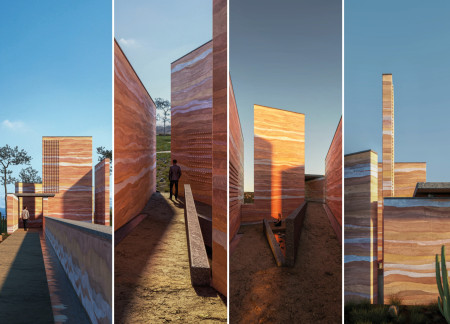 Rammed Earth Monolith Harmonizing Geological Textures and Natural Light in Contemplative Spaces  