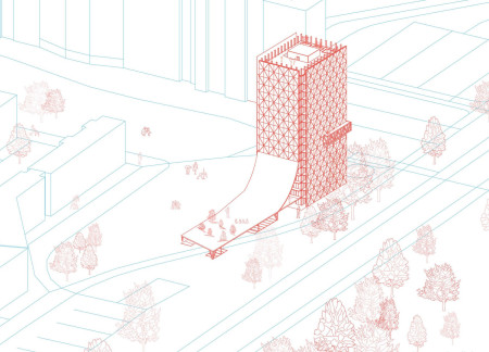 Charred Wooden Shingles and Glass Facades Enhancing Vertical Living in Urban Environments