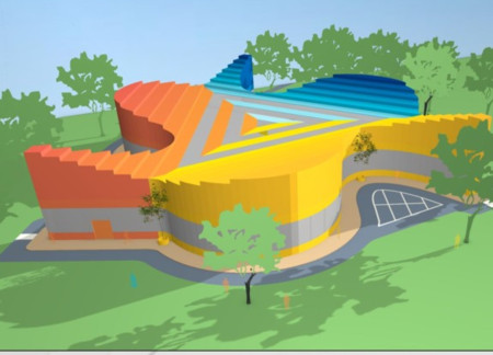 Vibrant Color Panels and Expansive Glass Façades in a Community Wellness Center  