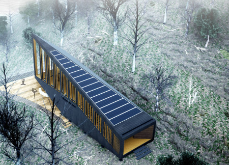 Dark Brown Treated Wood Cladding Enhanced by Natural Light Creates a Harmonious Wellness Retreat  