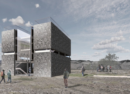 Basalt Structure with Reflective Surfaces Serving as a Gateway to Geological Wonders