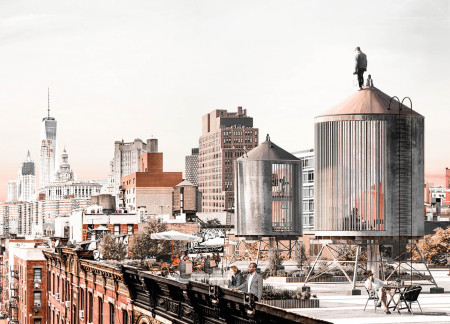 Cylindrical Living Spaces Featuring Reclaimed Steel and Glass Facades in Urban Renewal