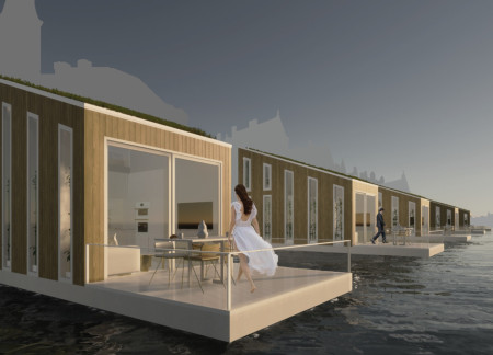Sustainable Living Elevated by Cross-Laminated Timber Panels and Floating Gardens