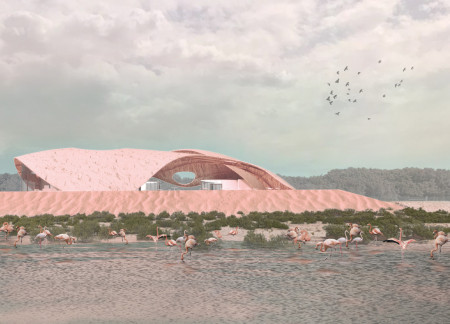 Curvilinear Design Utilizing Bamboo and Natural Mud Blending Seamlessly Into a Wetland Visitor Center