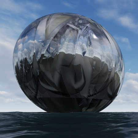Reflective Composite Sphere Embracing Natural Serenity with Glazed Timber Elements  