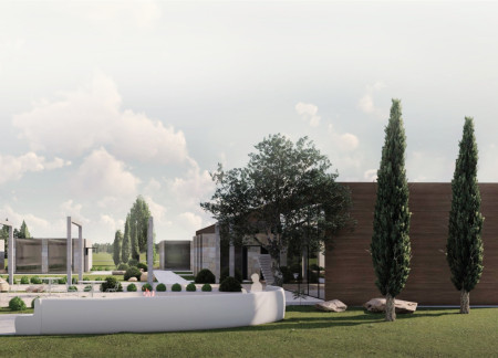 Natural Limestone Facade With Curved Timber Elements Enhancing Community Hospitality
