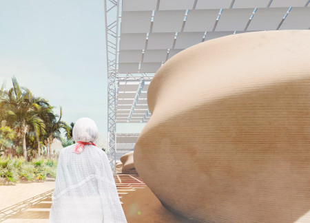 Modular Living Spaces Enhanced by Photovoltaic Canopies in an Arid Landscape