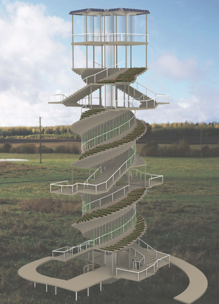 Spiral Structure Crafted With Polyurethane Insulation Embracing Scenic Overlooks and Community Interaction