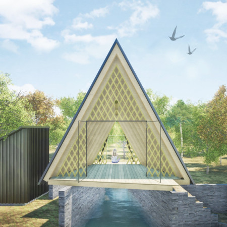 Bamboo Framework and Elevated Huts Foster Mindfulness in Natural Retreat  