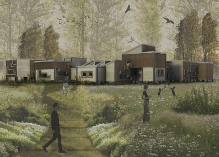 Charred Wooden Shingles and Corrugated Metal Create Sustainable Modular Living Spaces  