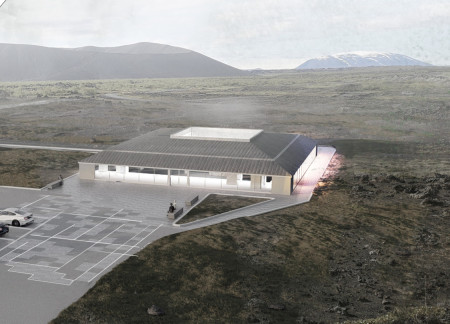 Underground Cinema Crafted from Local Stone and Laminated Wood Embracing Iceland’s Natural Terrain