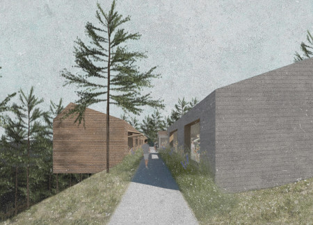 Charred Wooden Shingles and Sustainable Materials in a Mindful Wellness Retreat
