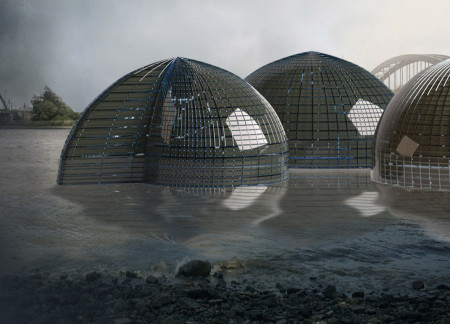 Floating Habitat Crafted from Sustainable Wooden Panels and Solar Energy Solutions