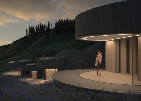 Circular Structures Crafted from Natural Materials in a Tranquil Retreat Setting  