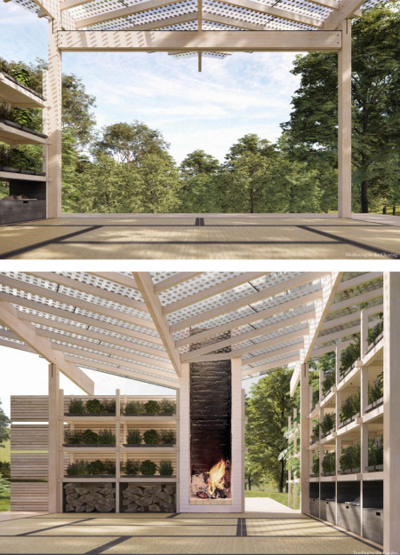 Translucent Roof Design Enhanced by Renewable Materials in a Forest Retreat  