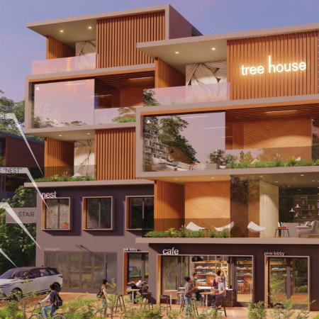 Charred Wooden Shingles and Glass Walls Define Multifamily Living in Urban Greenery