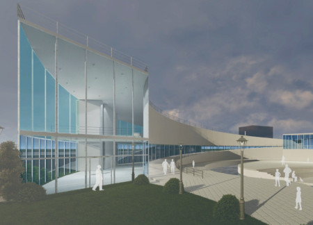 Dynamic Spaces of Glass and Concrete Integrating Nature Along Historic Waterways