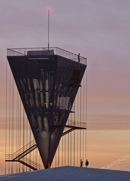 Dynamic Aluminum Facade Elevates Geothermal Lookout in Natural Timber Setting
