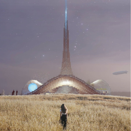 Golden Accents and Helical Shapes Elevate Sustainable Timber Community Spaces