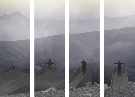 Elevated Platforms of Aluminum Foam Panels Interwoven With Natural Landscapes