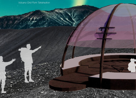 Translucent Polycarbonate Dome Constructed From Locally Sourced Volcanic Ashcrete Overlooking Icelandic Landscape
