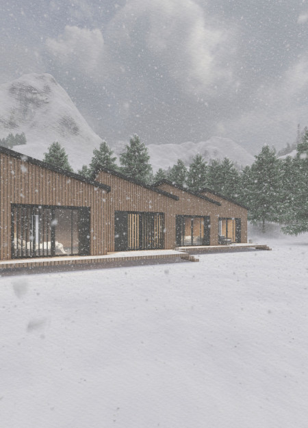 Charred Wood Shingles and Prefabricated Concrete Elements in a Sustainable Retreat Home  