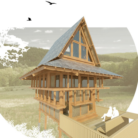 Elevated Refuge Crafted From Woven Bamboo and Sustainable Timber For Natural Living