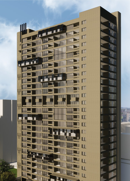 Vertical Living Enhanced by Glass Façades and Collaborative Spaces Using Sustainable Timber  