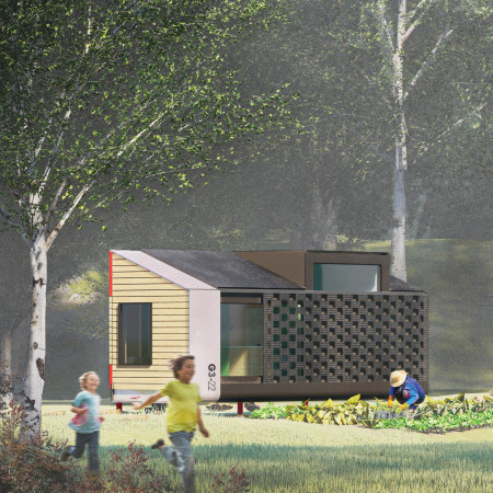 Charred Wooden Shingles and Cross-Laminated Timber Enveloping Sustainable Community Housing  