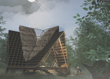 Bamboo Framework and Thatched Roof Create Harmonious Community Space