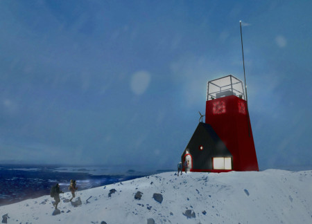 Rustic Red Beacon Constructed with Resilient Corrugated Steel and Environmental Sensors