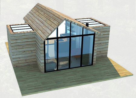 Pyramid-Shaped Retreat Crafted From Local Timber with Glass Elements in a Serene Forest Setting