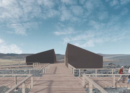 Charred Wooden Shingles and Angular Forms Embrace Volcanic Landscapes in Visitor Center Design