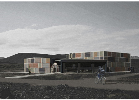 Volcanic Rock and Recycled Tin Embrace Cinematic Experience in a Harmonious Cultural Pavilion  