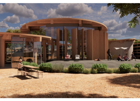 Helical Design Featuring Interlocking Wood Elements in a Community Hub