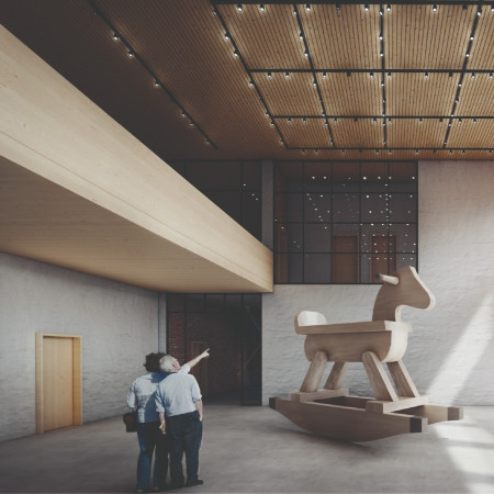 Charred Wooden Shingles and Expansive Glazed Façades Transforming a Historic Educational Space into an Interactive Community Museum
