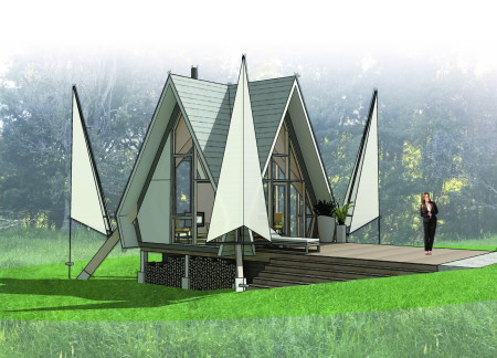 Meditation Retreat Featuring Glulam Beams and Natural Materials in Sustainable Design