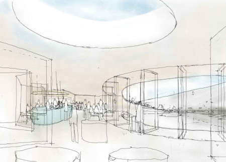 Crescent-Shaped Façade with Cast Concrete and Fiber-Reinforced Polymers in a Nature-Inspired Gathering Space  