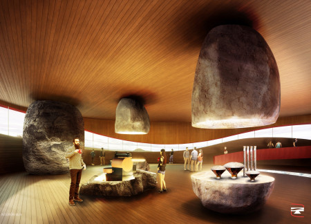 Charred Wooden Shingles and Basalt Forms Creating Sustainable Coffee Stations in a Volcanic Landscape