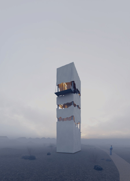 Suspended Façade Crafted From Concrete And Glass With Integrated Renewable Systems For Community Living