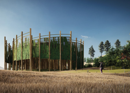 Bamboo Columns Enhance Sustainability in a Spiraling Community Hub