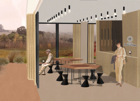 Rammed Earth Walls and Vertical Wood Cladding in a Flexible Wine Tasting Pavilion