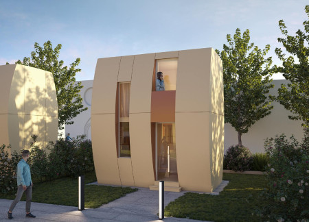 Curvilinear Home Crafted From Laminated Wood With Charred Shingles In A Resilient Urban Context