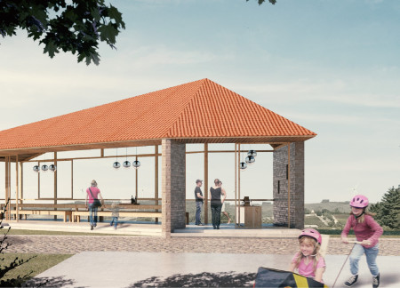Rammed Earth and Glass Facade Harmonizing Natural Ventilation with Community Engagement in a Vineyard Tasting Room