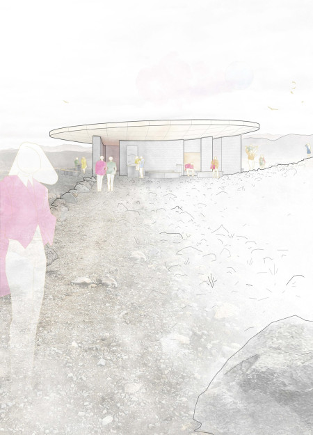 Rammed Earth Structure With Charred Wood Accents Creating a Community Gathering Space